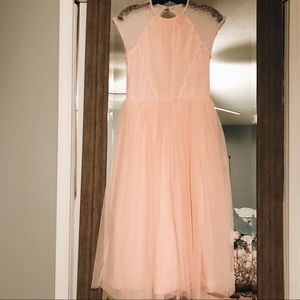 Light pink backless tulle dress